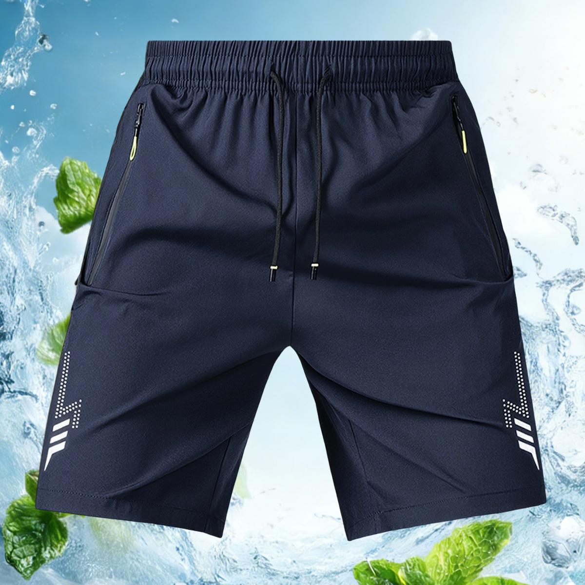 Pack of 3 unisex fashion athletic shorts featuring reflective geometric prints on both sides, a drawstring waistband, and side zipper closures.Perfect for summer wear, everyday exercise, and outdoor activities like running.