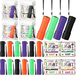 24/48 Sets Christian Flashlights, 9- LED Handheld Lights with Cards and OPP Bag for Church Sunday School Party Favors, Halloween Gifts Bulk Flashlights Set for Trick or Treat Party Favors
