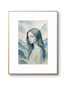 Minimalist Nude Figure Watercolor Oversized Art Print, Modern Figure Drawing, Female Nude Figure Art, Abstract Nude Figure