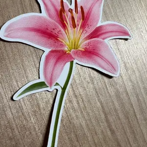 Pink Tigerlily Flower Sticker, Laptop Water Bottle Decal Sticker