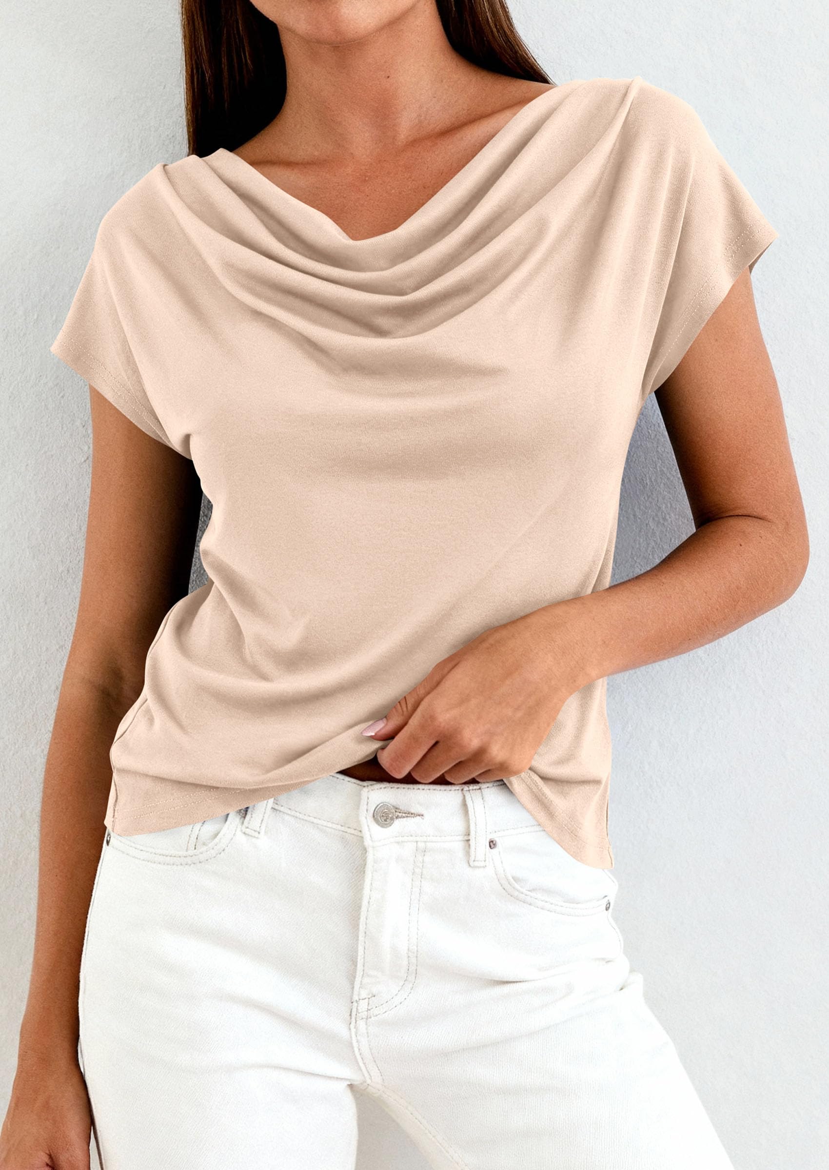 PrettyGarden Cowl Neck Short Sleeve Tops For Women Dressy Casual Clothing Summer Blouses Spring Business Work Office Shirts#SwimWeek PrettyGarden Cowl Neck Short Sleeve Tops For Women Dressy Casual Clothing Summer Blouses Spring Business Work Office Shirts#SwimWeek