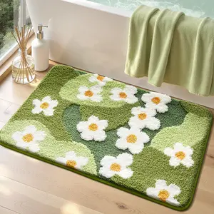 Moss Design Plush Bathroom Rug, Bath Mat, Non-Slip Backing, Soft Bathroom Mat, Bathroom Floor Mat, Bathroom Drying Doormat, Ideal for Bedroom, Kitchen, Hallway, Christmas Decorations