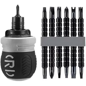 Short Ratcheting Screwdriver Set,12-in-1 Multi-bit Stubby Screw Driver Set CR-V hardened hard dual-purpose screwdriver head Telescopic dual-purpose screwdriver cross Slotted screwdriver head Screwdriver powerful magnetic multi-function