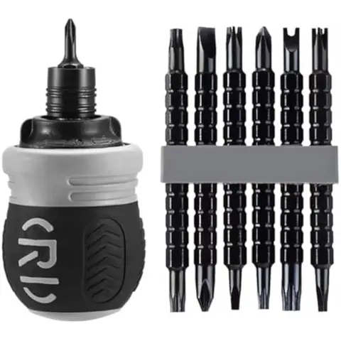 Short Ratcheting Screwdriver Set,12-in-1 Multi-bit Stubby Screw Driver Set CR-V hardened hard dual-purpose screwdriver head Telescopic dual-purpose screwdriver cross Slotted screwdriver head Screwdriver powerful magnetic multi-function