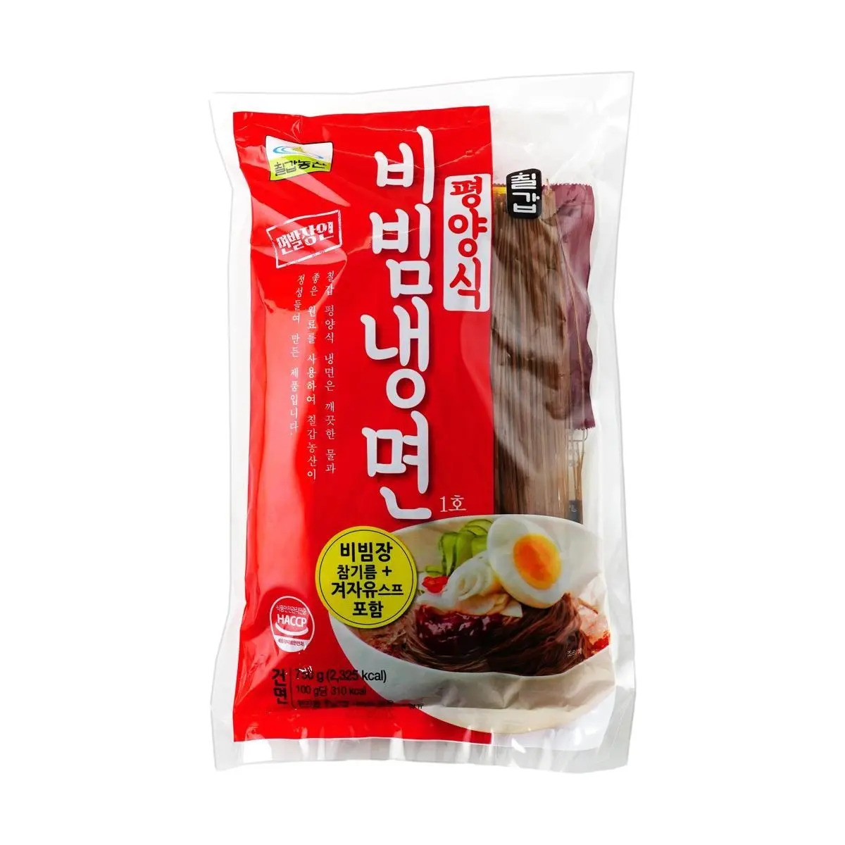 CHILKAB Korean Pyeongyang Naengmyeon Buckwheat Cold Noodles with Spicy Sauce - 4 Servings (750g)