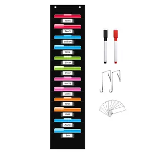 12 Pockets File Storage Chart with 12 Nametag Pockets,Hanging Wall File Organizer for Classroom and Office, Organize Your Assignments, Files, Scrapbooks, Paper