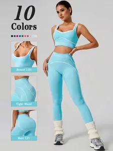 Women's Slimming Yoga Set, High Waist Tight-Fitting Pants + Sports Bra, Quick-Dry Sweat-Wicking High Elasticity, Outdoor Intense Sports