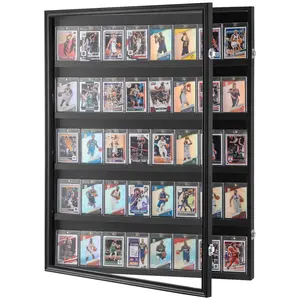 35 Graded Sports Card Display Case 24.3 X 30.5 X 2.1 Inches, Baseball Football Basketball Hockey Trading Card Display Frame With 98% UV Protection Clear View PC Glass, Lockable Wall Cabinet For Safe Wall Mount And Exhibition