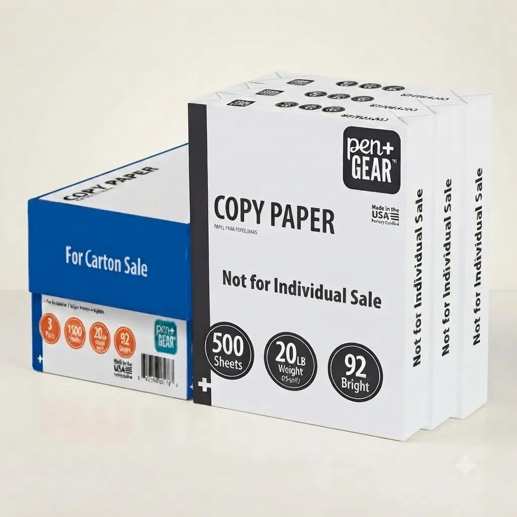 Pen+Gear Copy Paper 8.5 x 11 92 Bright White 20 lb 3 Ream Case 1500 Sheets Fast Printing Paper For Home Office Use