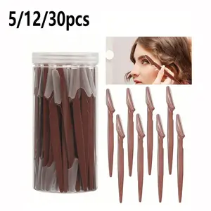 Brow Trimming Kit Set, Long Handle Brow Trimmer, Beauty Tool for Shaping Brows, Exfoliation and Callus Remover, Razor Blades for Face and Neck