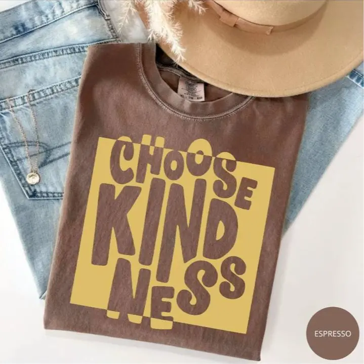 HappyShift - Comfort Colors Choose Kindness Statement Shirt, Spread Kindness Tee, Positive Vibes Kindness Shirt, Teacher Appreciation Gift, Cute Crewneck For Women