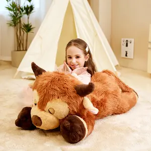 IKASA Giant Highland Cow Stuffed Animal Plush Toy,Large Big Scottish Highland Cow Jumbo Soft Toys,33" Huge Size Cute Fluffy Fat Plushie,Gifts for Kids
