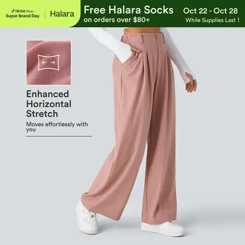 Halara Flex™ High Waisted Pocket Wide Leg Waffle Work Pants