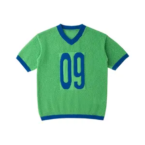 2026 #SummerVibes Retro Digital V-Neck Polyester Knit Top - Men's and Women's Matching Sporty Pullover Elegant and Simple Top  AI·