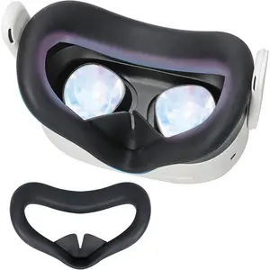 VR Silicone Face Cover Pad for Meta Quest 3S Accessories, Soft Silicone Face Cushion Pad, Sweat-Proof & Anti-Light Face Cover Cushion Compatible with Quest 3S