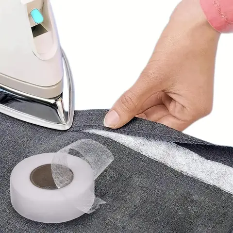 Double-Sided Self-Adhesive Fusible Bonding Tape - No-Sew Iron-On Hem Tape (2559 in), Non-Woven Interfacing, Easy-Cut Easy-Application Supply for Hem Reinforce, DIY Sewing Projects, Fabric Repair