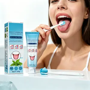 Tongue Cleaning Gel & Tongue Brush, for Cleaner Mouth Reduce Bad Breath, Gentle Oral Care Tool, Tongue Cleaner for  Freshness