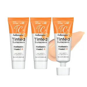 Tinted Sunscreen, 3 Counts Waterproof Sunscreen with Vitamin C & Niacinamide, Sweat-proof & Non-sticky Sunscreen, Moisturizing Hydrating Sunscreen for Women & Men