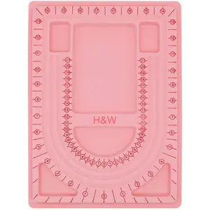 Pink Bead Board with Flock, 9.5 by 12.9-inch, Design Beading Board Tray DIY Craft Tool for Girl and Necklace Beading Jewelry Designer