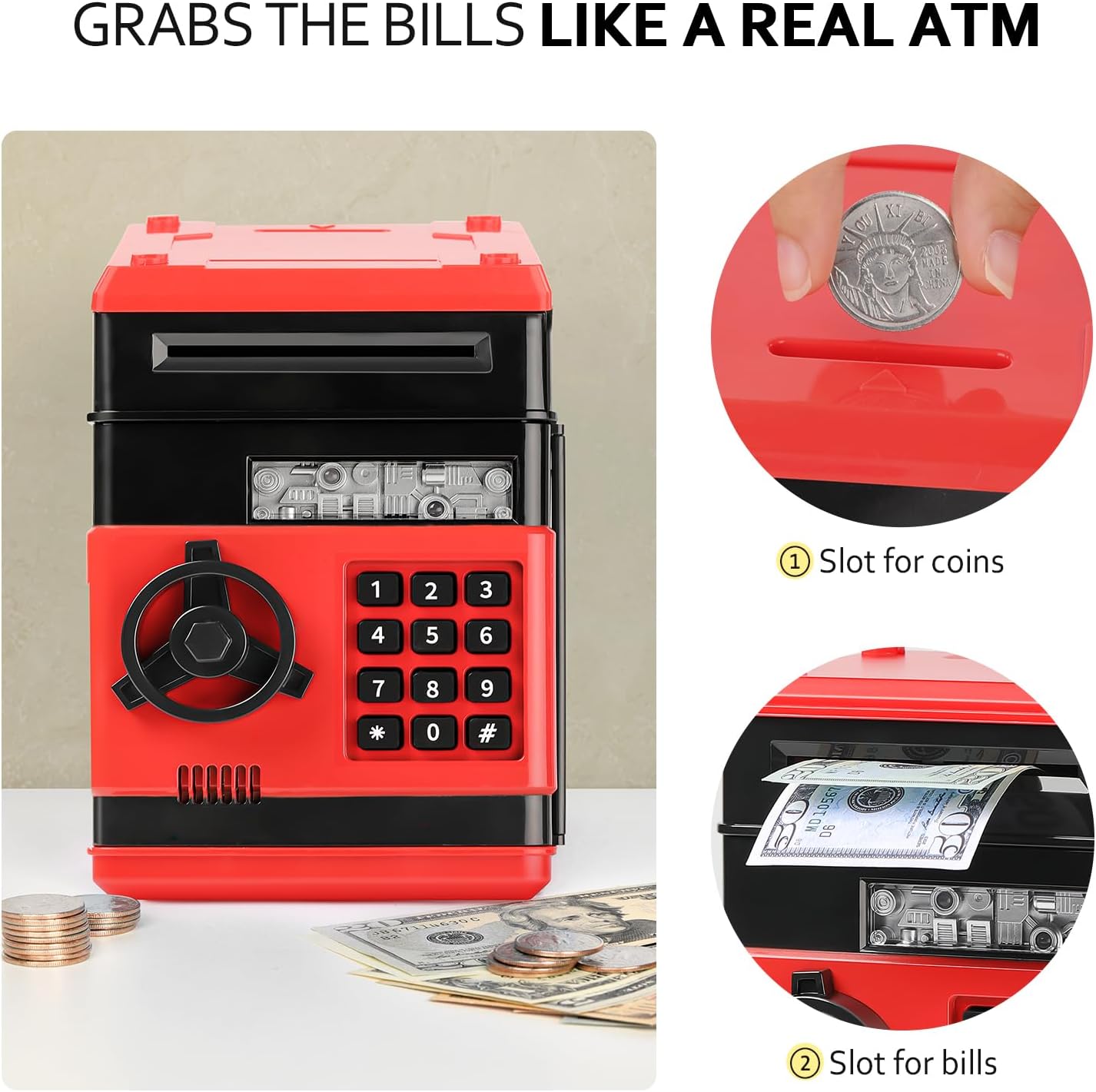 Electronic Kids Piggy Bank, Coin & Cash Saving Toy with Password Protection & Auto Money Rolling, Personal Safe Box, Top Choice for Birthday Gifts Electronic Kids Piggy Bank, Coin & Cash Saving Toy with Password Protection & Auto Money Rolling, Personal Safe Box, Top Choice for Birthday Gifts