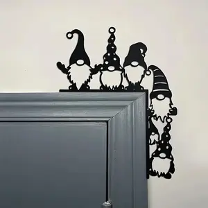 Classic Iron Christmas Gnome Door Corner Decorations, Party Decoration Supplies, Easy Installation No Power Required, Perfect for Christmas & Thanksgiving