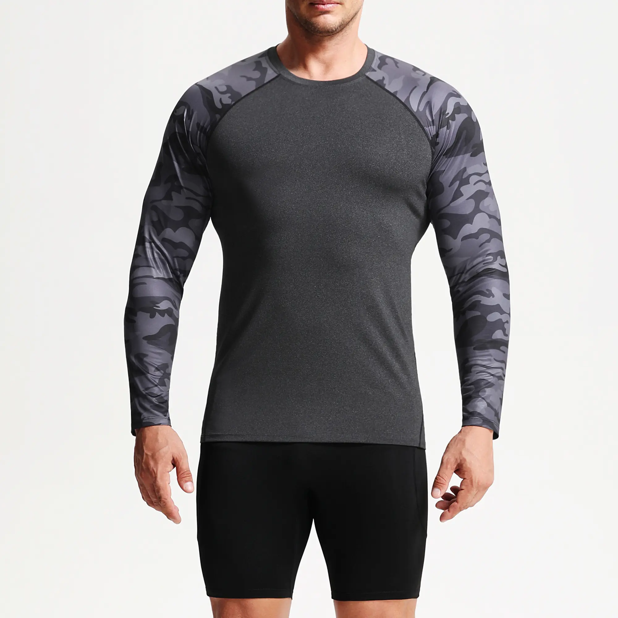 NELEUS 3-Pack Men's Fitted Camo Sleeve Compression Tees, Quick-Dry Activewear Running Shirts, Everyday Active Summer Base Layers for Gym Fitness