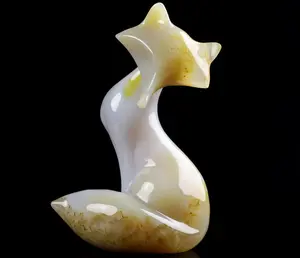 4.1" Premium Brazilian Agate Carved Crystal Fox, Crystal Healing