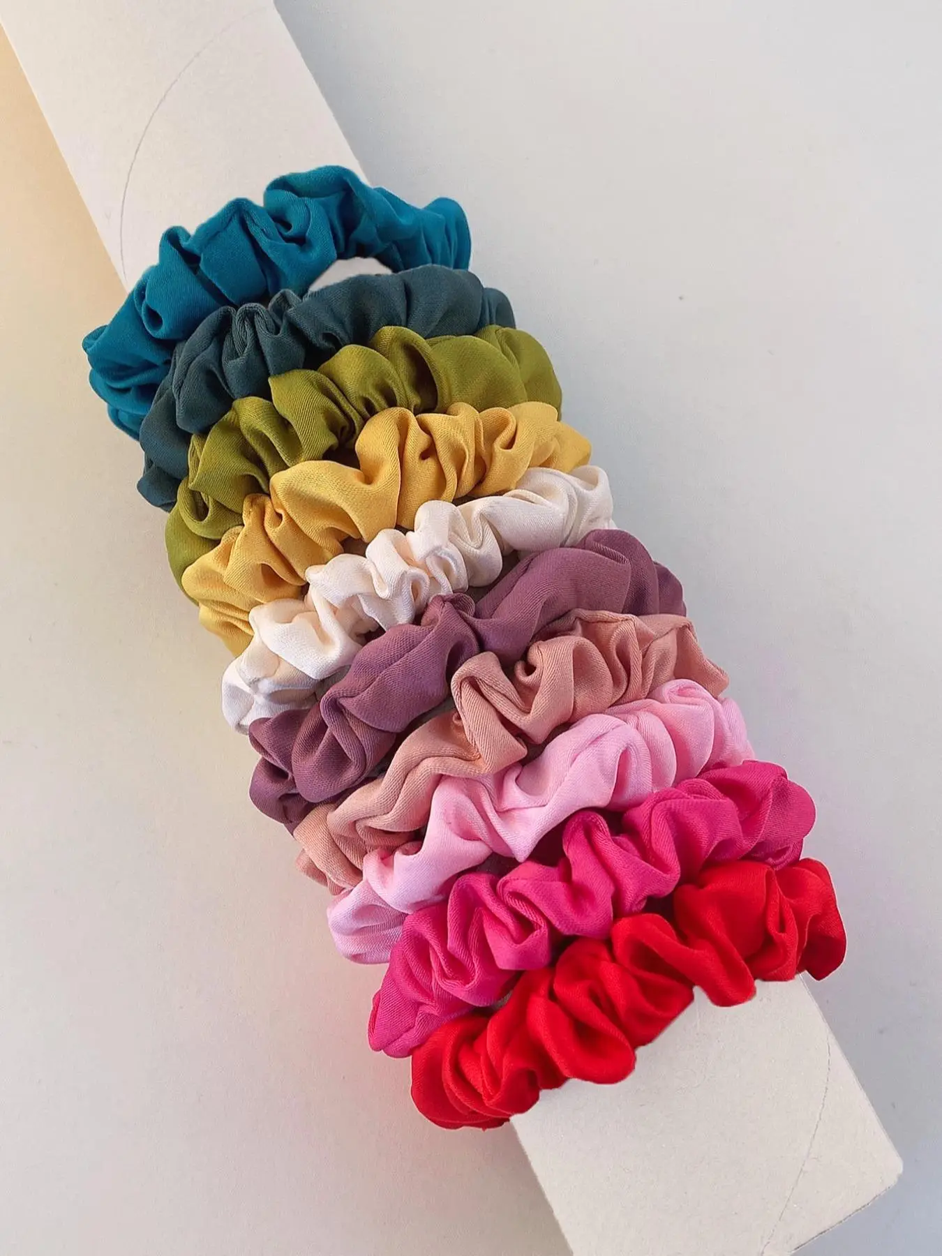 Summer 2024 Solid Color Ruched Satin Scrunchies, 10 Counts Simple Casual Hair Tie for Women, Minimalist Ponytail Holder for Daily Used