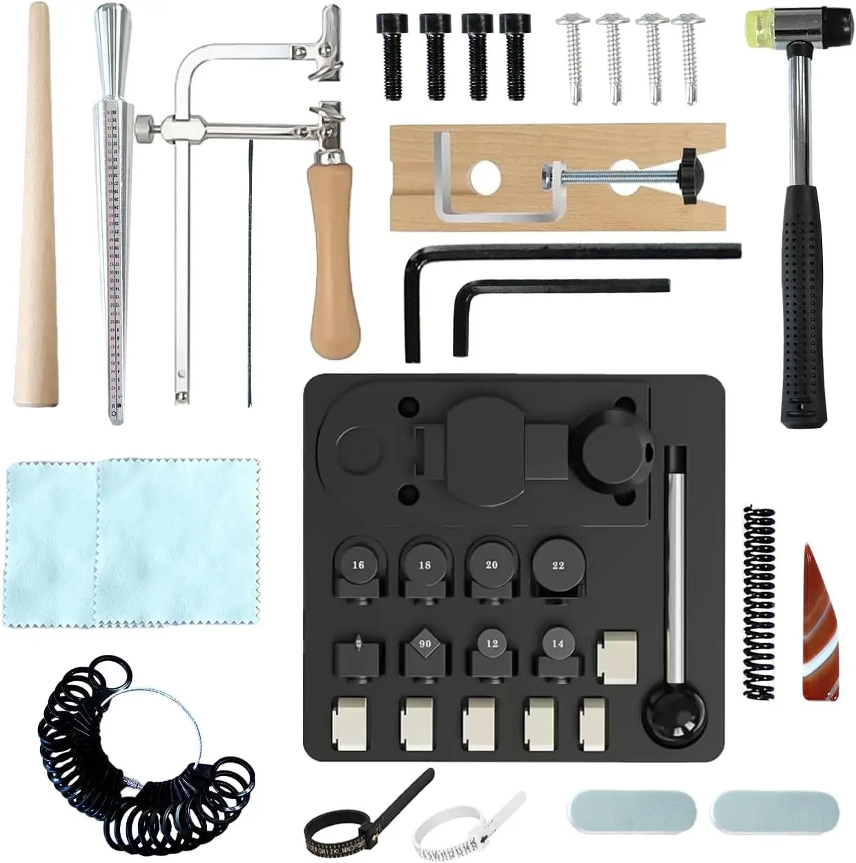 Spoon Ring Bending Tool Kit,Multi-Functional Ring Bending Machine with Sizer Measuring Tool and Nylon Dies Making Tool,Jewelry Making Measuring Tool Set for Soft Metals Bracelets-#SummerWins#DealsForYouDays#father'sdaygift
