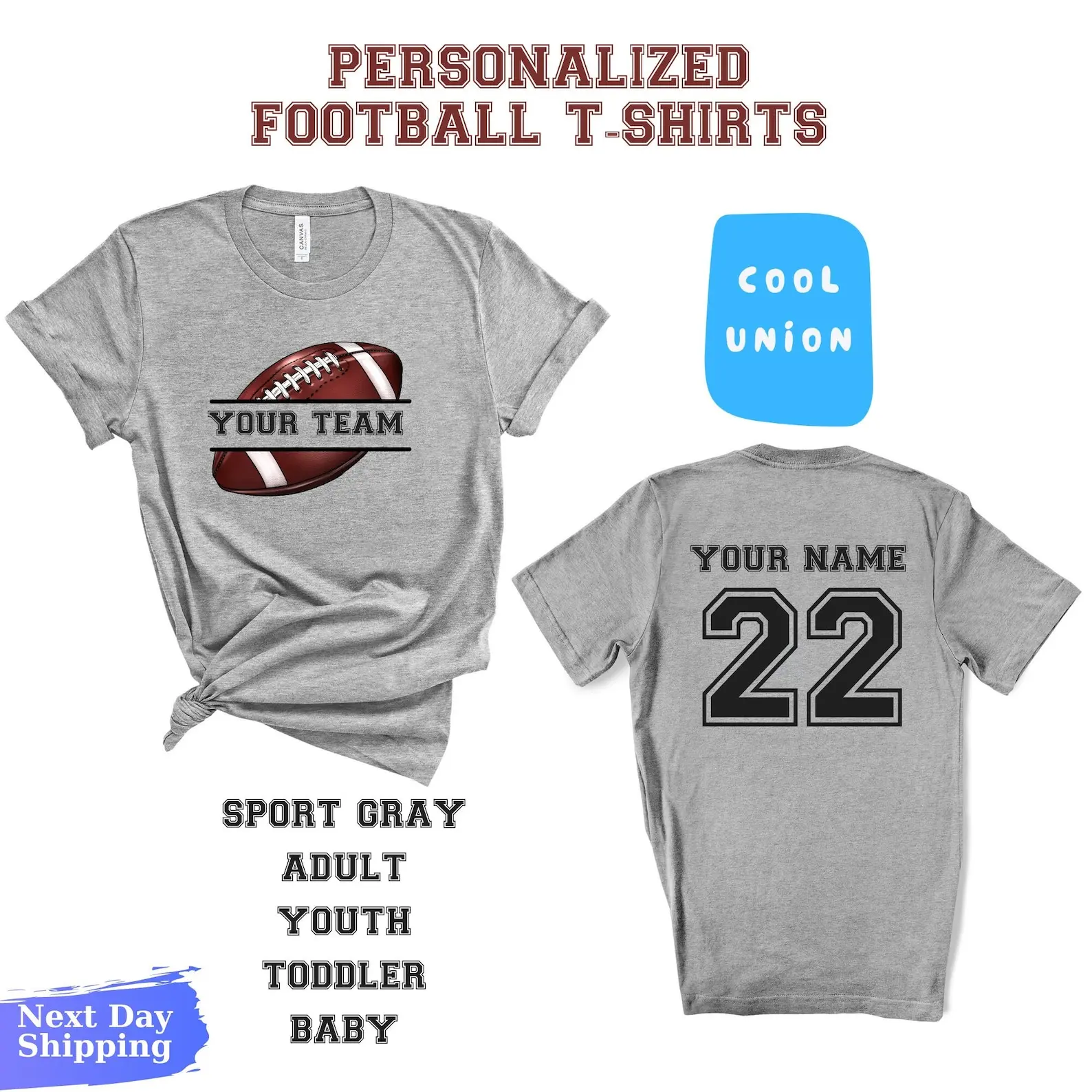 Personalized Double Sided Football Team Shirt,Custom Team Name Number Shirt,Customized Football Jersey Shirt,Make Your Own Men Replica Shirt