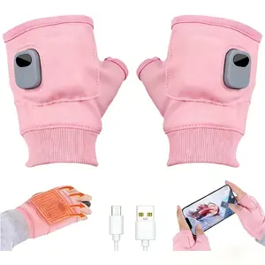Digital Heating Gloves with Three Temperature Settings 45c 50c 55c Large 1800mAh Battery Type C Fast Charging Manual Adjustment Heated Gloves for Cold Weather