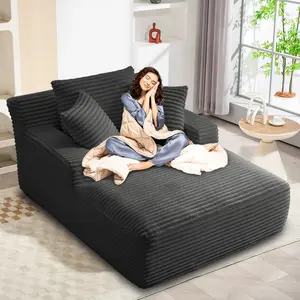 Oversized Chaise Lounge Chair Indoor, 50'' Comfy Corduroy Couch, Upholstered Sleeper Sofa Couch with 3 Pillows, Boneless Chair, Recliner Reading Chairs Fluffy Cloud Couches gaming chair desk chair