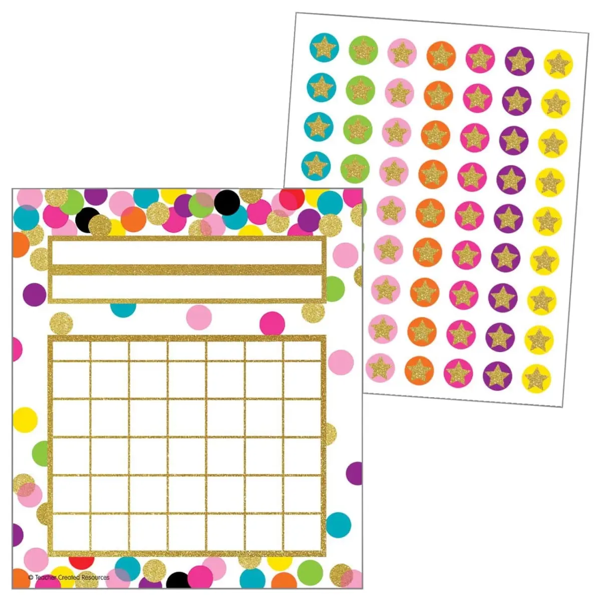 Teacher Created Resources Confetti Incentive Charts Set - 7 Columns, 36 Sheets, 5.25x6 in, Adhesive Labels & Stickers, Contains No Allergens, Acid-Free, Lignin-Free, No Choking Hazard