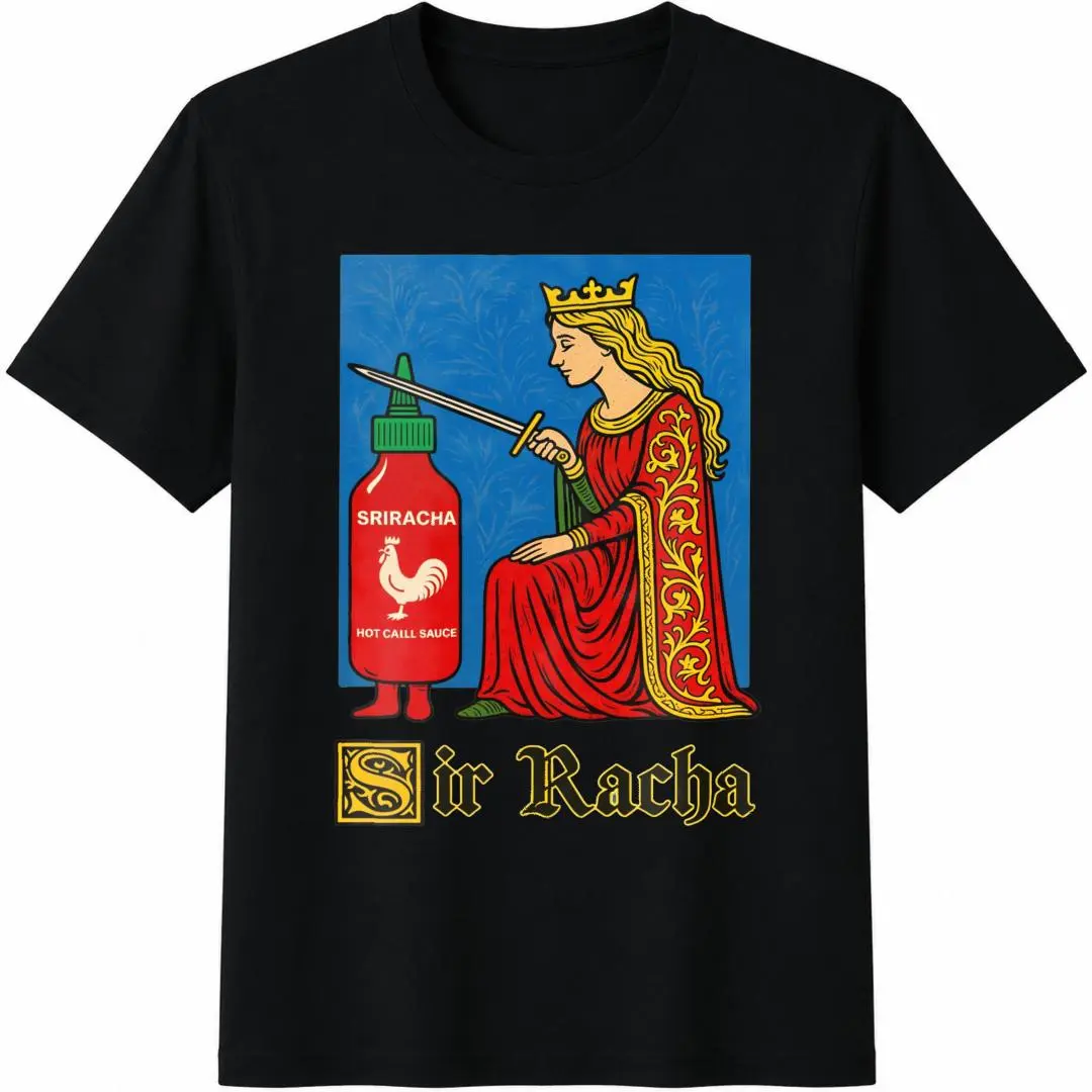 Unisex Sir Racha Funny Knight Meme Short-Sleeve Shirt - Sir Loin Edgy Dark Humor Matching Fashion Apparel, Vintage Sriracha Casual Wear Crewneck, Clothes