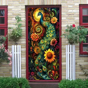 2pcs Peacock Wall Stickers Stereo Living Room Decorative Stickers Colorful Phoenix Flower Art Self Adhesive Wallpaper Waterproof Removable Bedroom Study Room Wall Decoration Home Accessories