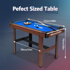 PEXMOR 48" Pool Table, Billiard Game Table for Kids and Adults, Mini Pool Table Set Indoor & Outdoor for Game Room Family with Balls, Cues, Chalk, Brush and Triangle