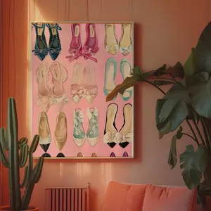 Vintage Heels Poster Vogue Prints Pink Wall Art Photography Prints Fashion Wall Art Above Bed Art Girly Wall Art Preppy Wall Art Dorm Prints Poster (UNFRAMED)