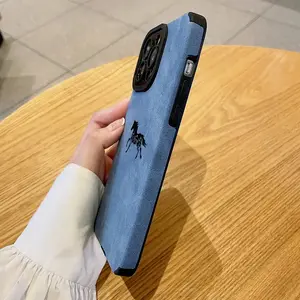 Blue Background Black Horse Feel Super Good Phone Case/Suitable for iPhone 17/16/15/14/13/12/11 Pro Max Plus and Other Phone Protective Cases/Suitable as Birthday/Holiday Gift/High-End Personality/QBJKTP3