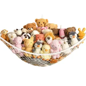 Stuffed Animal Storage Hammock Net Corner - Large Toy Hammock Net for Stuffed Animals Room Decor - Cute Stuff Animal Organizer Holder for Plush Plushie - Kids Baby Nursery Wall Bedroom Home Decor