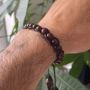 6mm Red Tiger Eye Macrame bracelet.