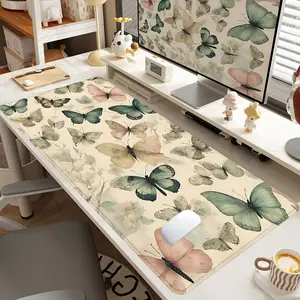 1pc Extra Large Vintage Butterfly Mouse Pad Elegant Desk Pad,Computer Keyboard Mousepad with Non - Slip Rubber Base Durable Stitched Edge Perfect Gift for Home and Office