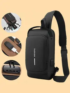 Men's Shoulder Crossbody Bag, Multi-Functional Chest Pack with Password Security, Water-Resistant, Adjustable Strap, Casual Daily Accessory, Stylish Crossbody Bag