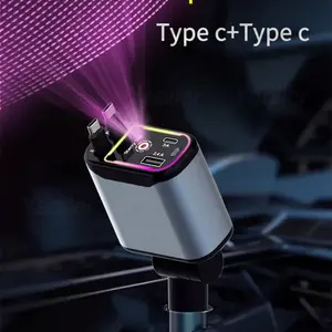 Car Charger Type C + Type C Dual Charging Head, Dual USB Port Starlight Car Charger, Compatible with iPhone 15/15 Pro Max/14 Pro Max/13/12/11, Multi-Device Car Charger, 4-in-1 Retractable Cable, Portable Folding Plug Travel Essentials, pixel phone auto