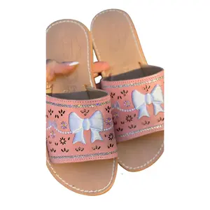 Pink Coquette Mexican White Bow Sandals - Summer Open Toe Design with 2 cm Sole Height - Perfect for Women's Footwear