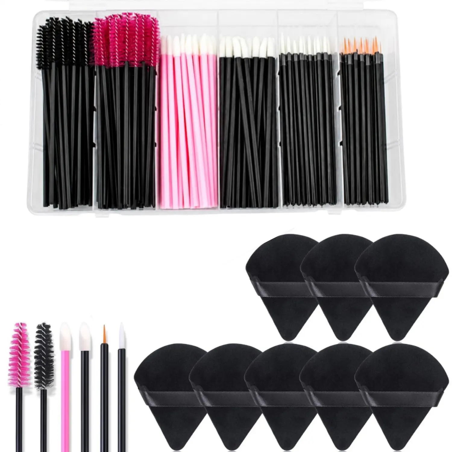 248Pcs Disposable Makeup Applicators with Triangle Puffs, Mascara wands, Lip/Eyeliner Brushes Disposable Makeup Applicator Kit for Makeup Artist Supplies - Home Improvement.