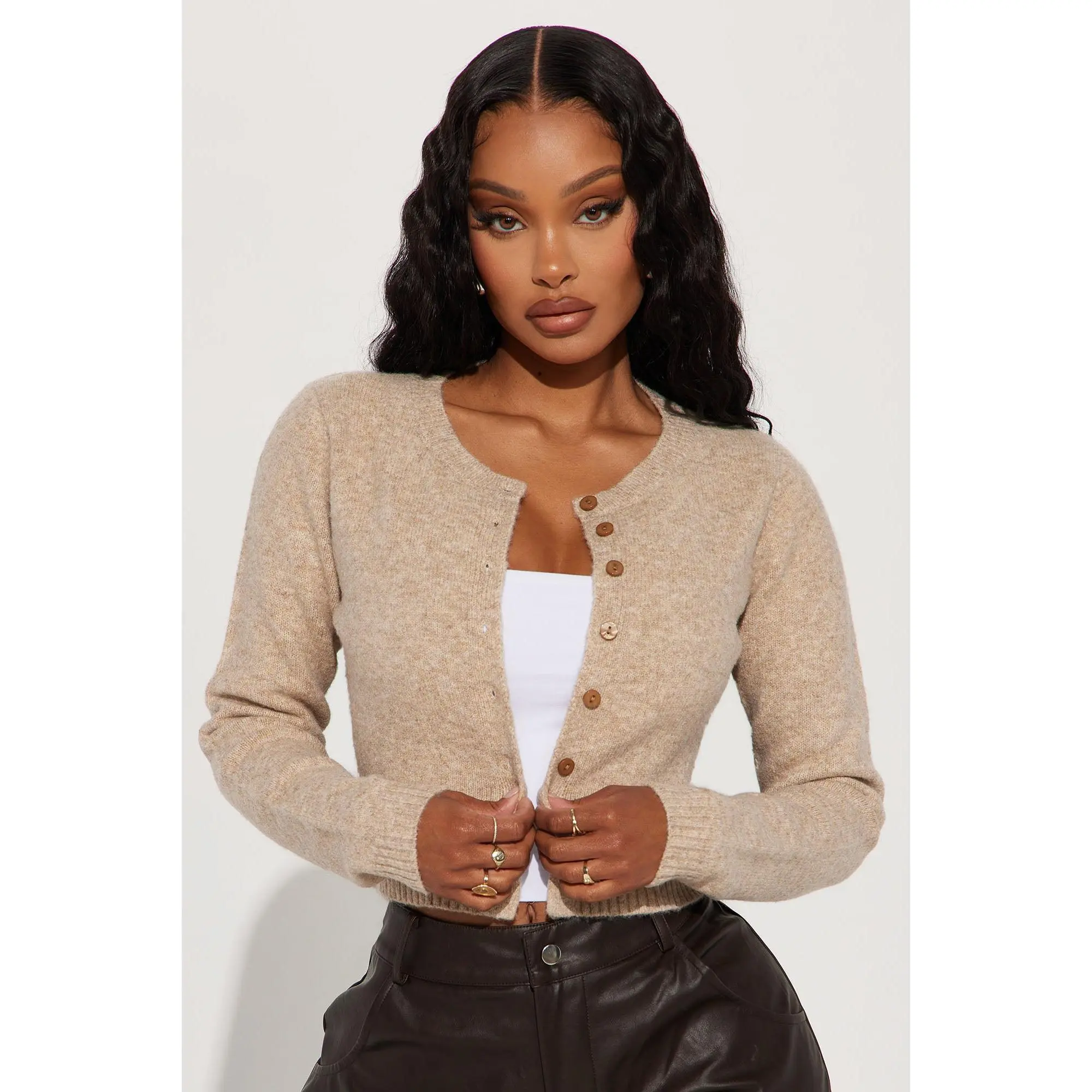 Sweet Sensation Cropped Cardigan - Taupe