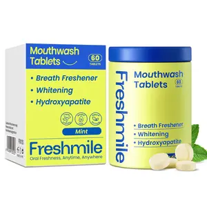 Freshmile Travel Size Mouthwash Tablets - 60 Count, Fluoride & Alcohol-Free, Xylitol & NHA, Mint Flavor, Oral Hygiene Essentials, Teeth Cleaner