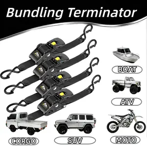 1-PACK  2-Inch Heavy Duty Retractable Ratchet Tie Down Straps – Adjustable No-Tangle Cargo Straps with Locking S-Hooks for Trucks, Trailers, Pickup Beds, Boats, Motorcycles, ATVs & Heavy Hauling