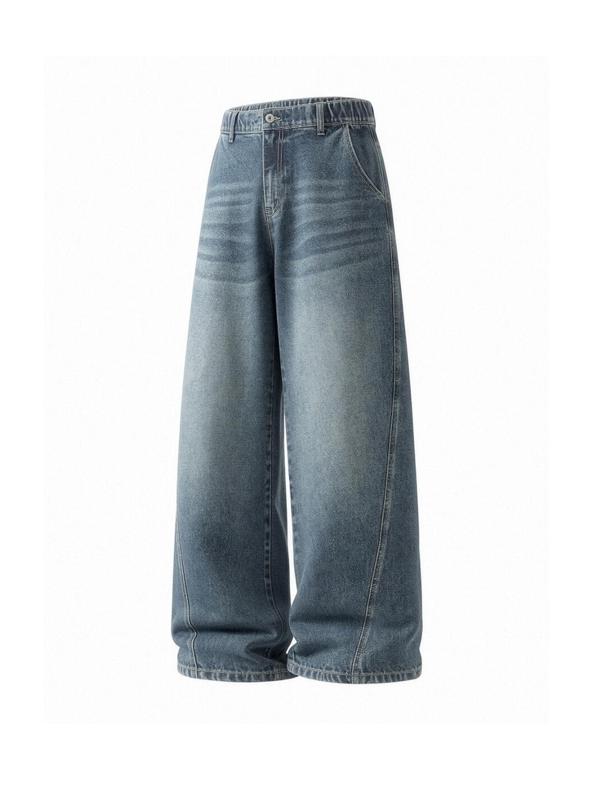 2-Pack Men's Vintage Washed Wide-Leg Jeans, Soft Cotton Denim Fabric, Relaxed Cut,  Loose Fit, Trendy Retro Street Style, Classic Denim Wear, Men's Casual Straight Leg Jeans, Jeans for Back to School ,Stylish Summer Jeans