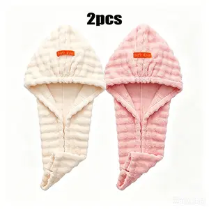 Hair Drying Towel, 2Pcs Microfiber Hair Towel Wrap, Soft Absorbent Reusable Shower Cap